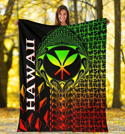 Hawaii Premium Blanket - Kanaka Maoli Rocket Style (Reggae)