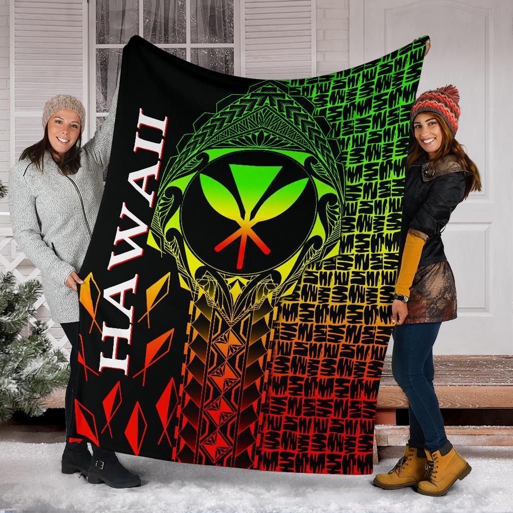 Hawaii Premium Blanket - Kanaka Maoli Rocket Style (Reggae)