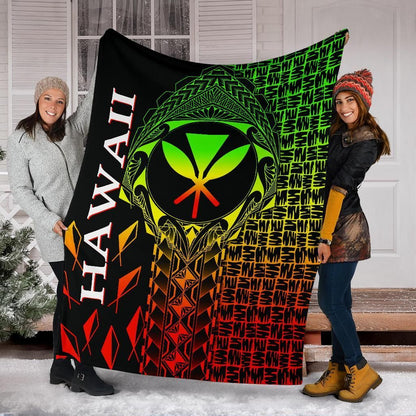 Hawaii Premium Blanket - Kanaka Maoli Rocket Style (Reggae)