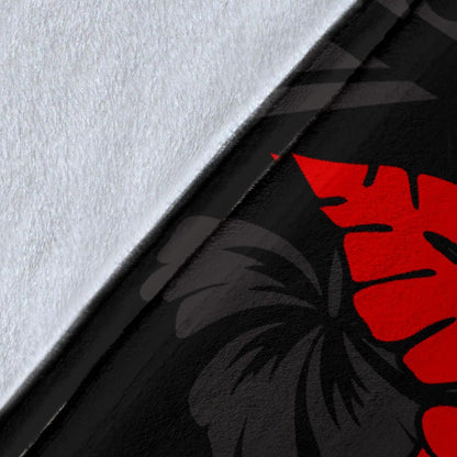 Hawaii Premium Blanket - Polynesian Patterns With Hibiscus Flowers