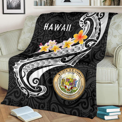 Hawaii Premium Blanket - Seal Polynesian Patterns Plumeria