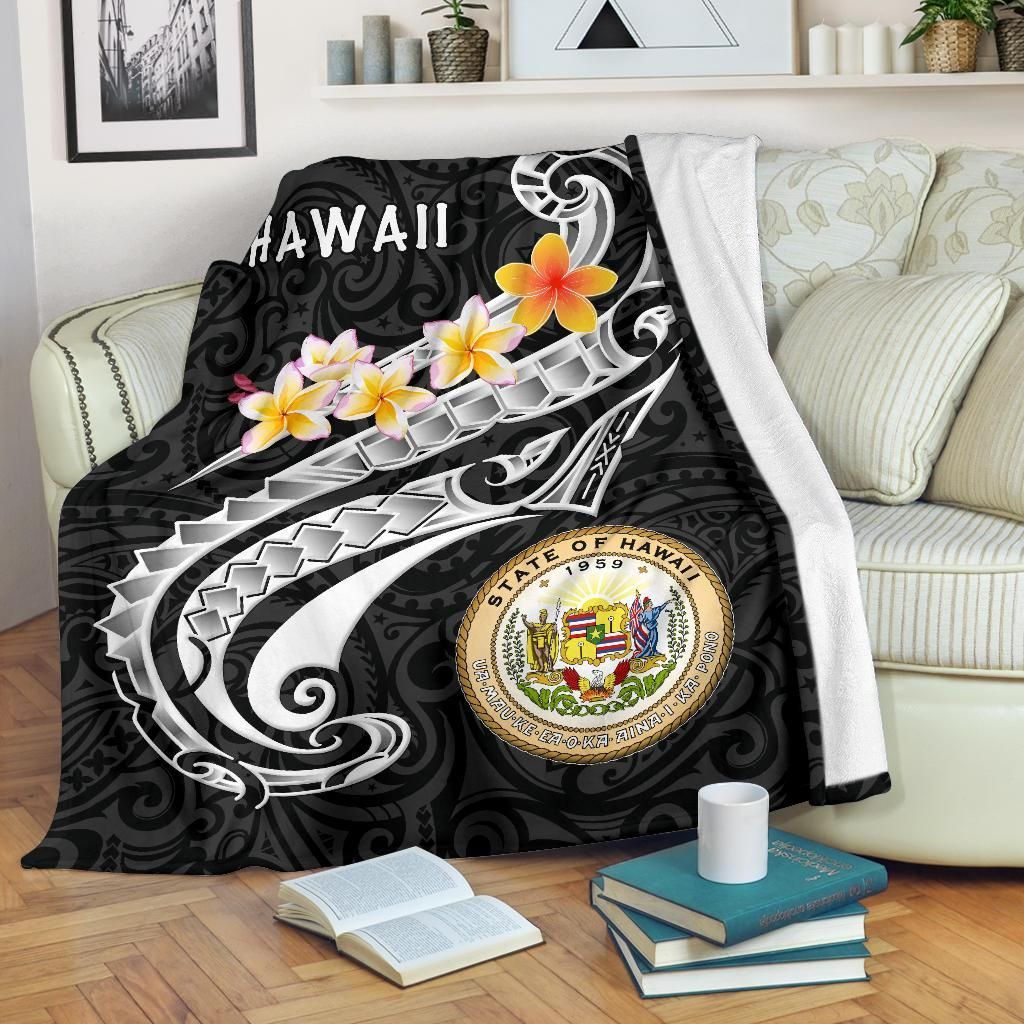 Hawaii Premium Blanket - Seal Polynesian Patterns Plumeria