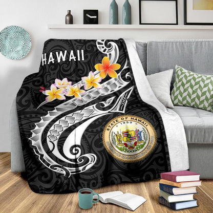 Hawaii Premium Blanket - Seal Polynesian Patterns Plumeria