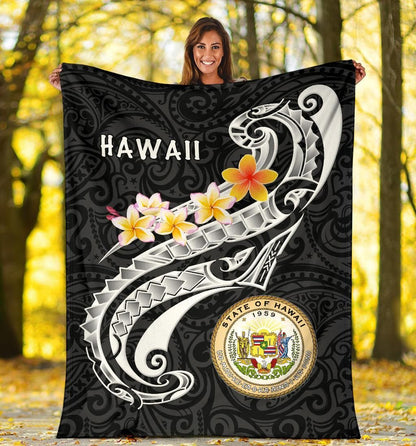 Hawaii Premium Blanket - Seal Polynesian Patterns Plumeria