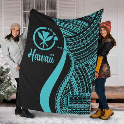 Hawaii Premium Blanket - Turquoise Polynesian Tentacle Tribal Pattern