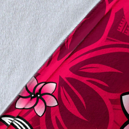 Hawaii Premium Blanket - Turtle Plumeria Polynesian Tattoo Pink Color