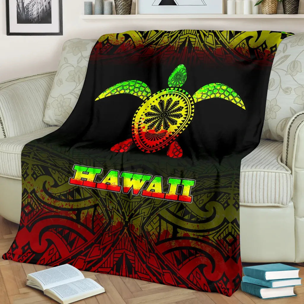 Hawaii Premium Blanket - Turtle Reggae Fog Style