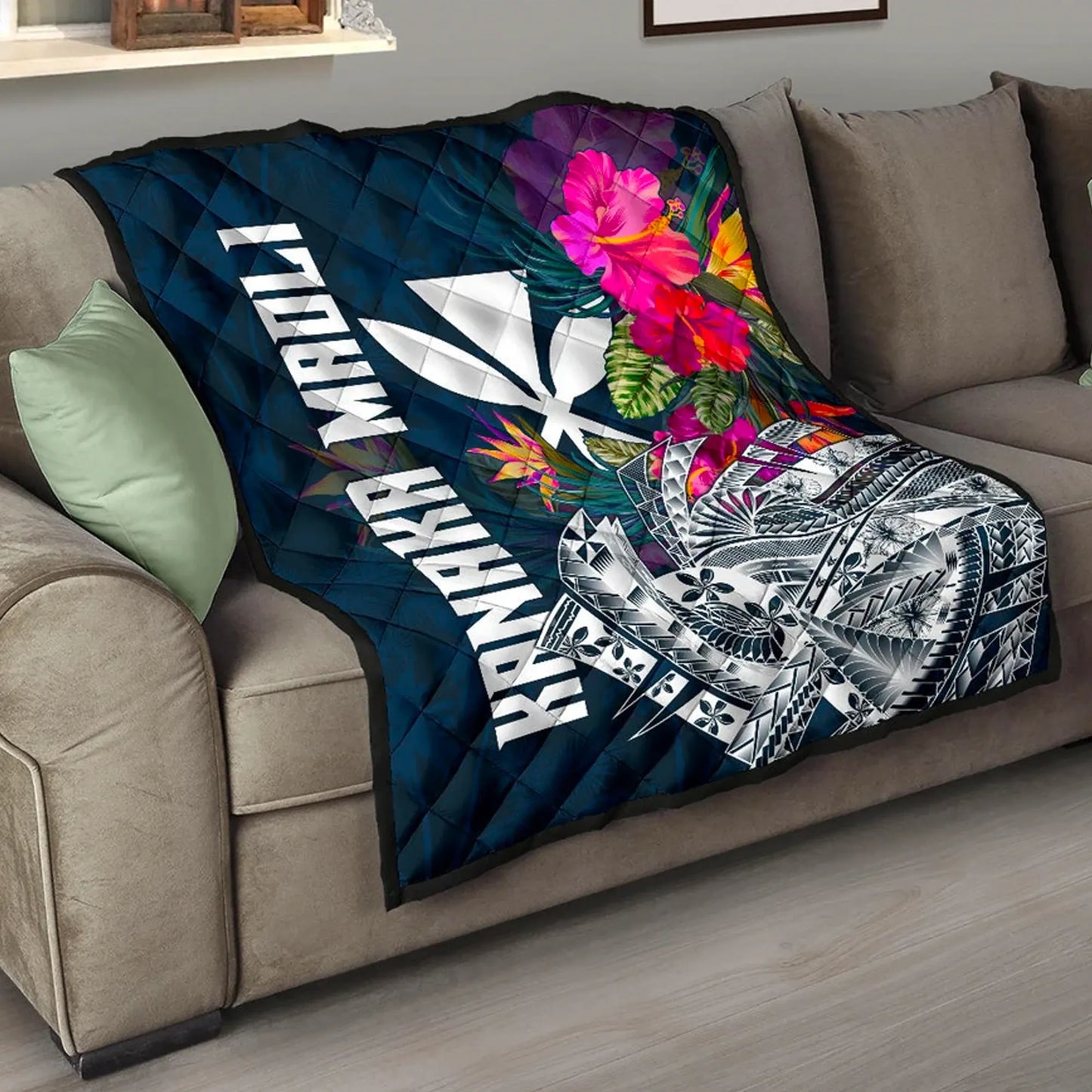 Hawaii Premium Quilt - Polynesian Hibiscus with Summer Vibes