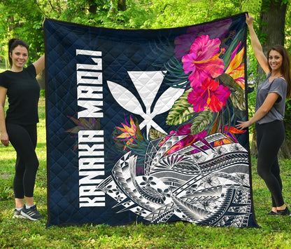 Hawaii Premium Quilt - Polynesian Hibiscus with Summer Vibes