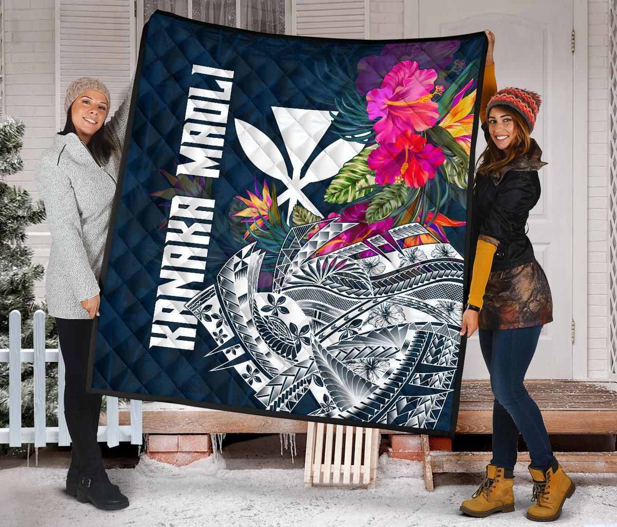 Hawaii Premium Quilt - Polynesian Hibiscus with Summer Vibes