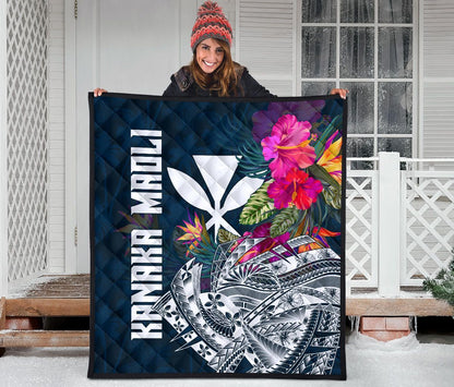 Hawaii Premium Quilt - Polynesian Hibiscus with Summer Vibes