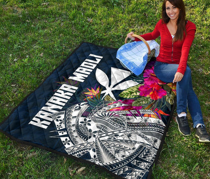Hawaii Premium Quilt - Polynesian Hibiscus with Summer Vibes