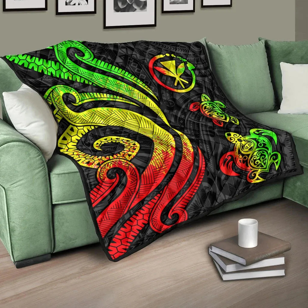 Hawaii Premium Quilt - Reggae Tentacle Turtle