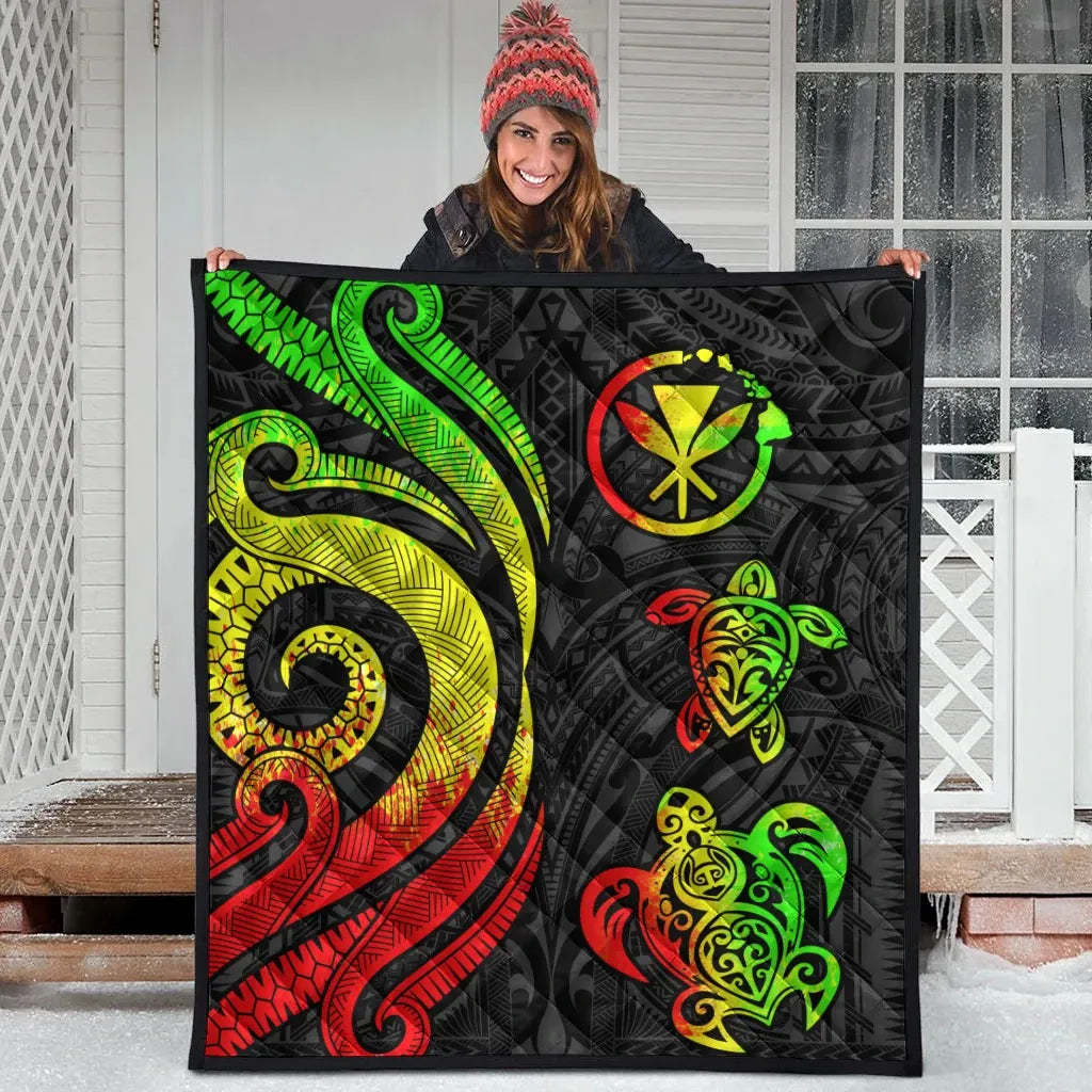 Hawaii Premium Quilt - Reggae Tentacle Turtle