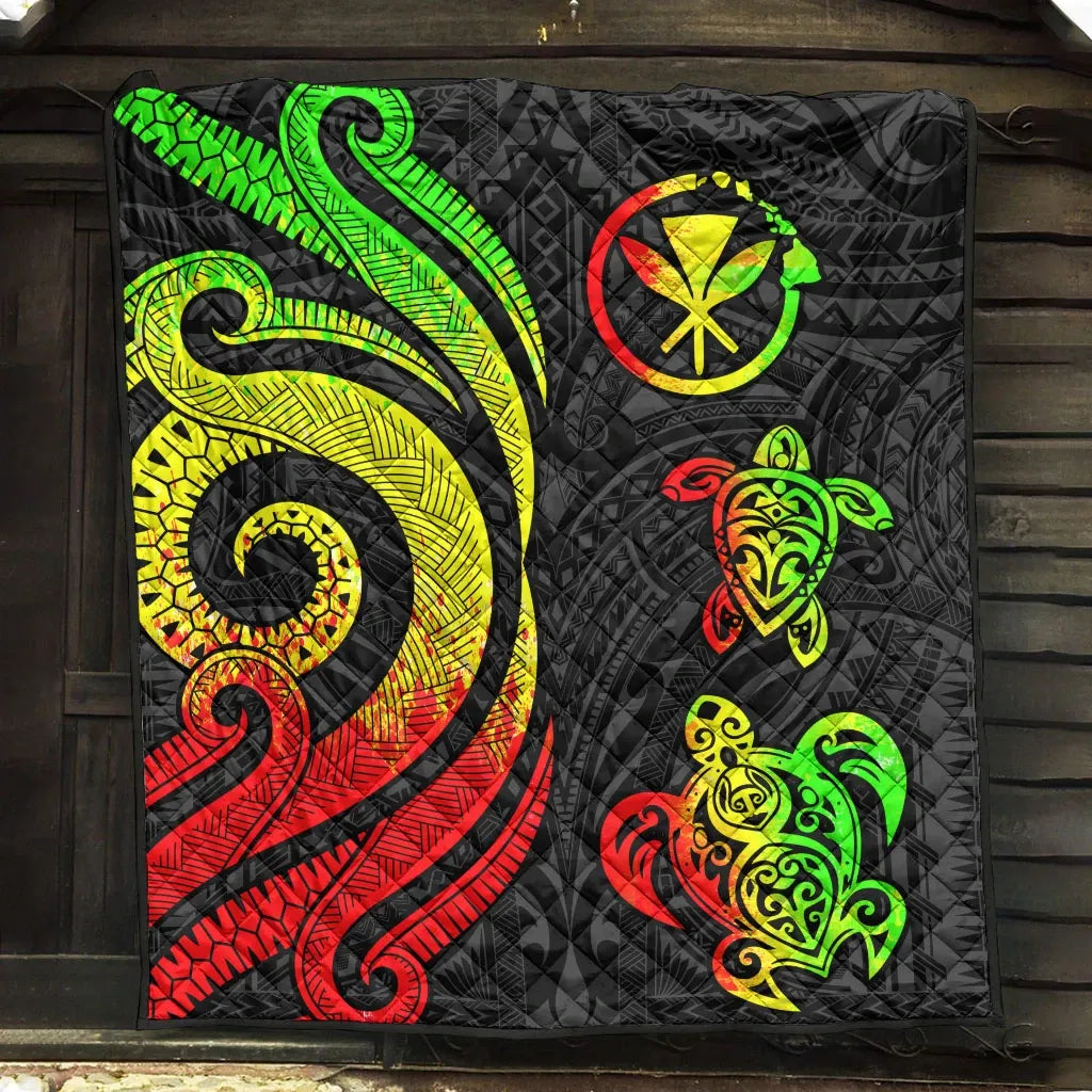 Hawaii Premium Quilt - Reggae Tentacle Turtle