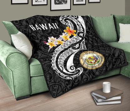 Hawaii Premium Quilt - Seal Polynesian Patterns Plumeria