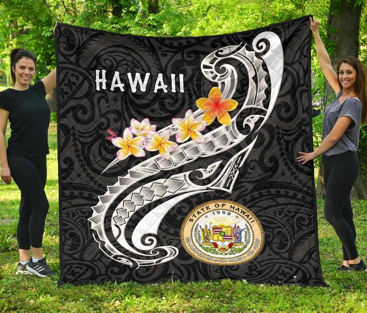 Hawaii Premium Quilt - Seal Polynesian Patterns Plumeria
