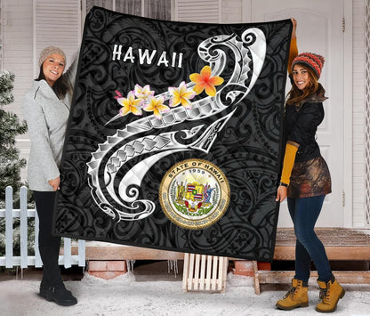 Hawaii Premium Quilt - Seal Polynesian Patterns Plumeria