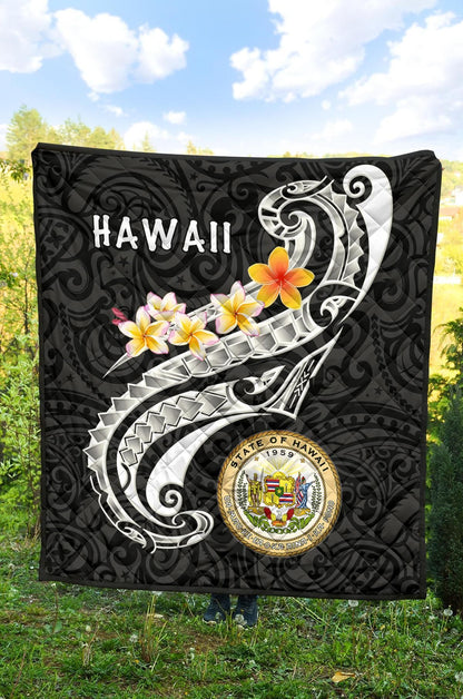 Hawaii Premium Quilt - Seal Polynesian Patterns Plumeria