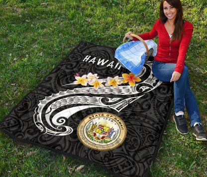 Hawaii Premium Quilt - Seal Polynesian Patterns Plumeria