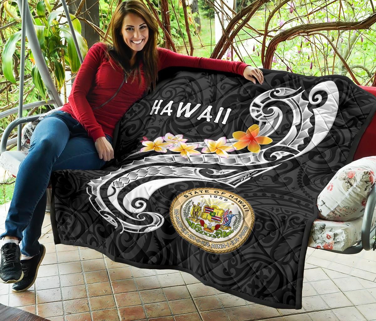 Hawaii Premium Quilt - Seal Polynesian Patterns Plumeria