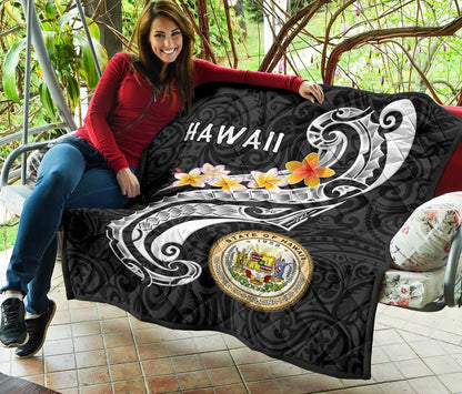 Hawaii Premium Quilt - Seal Polynesian Patterns Plumeria