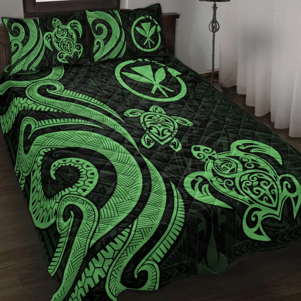 Hawaii Quilt Bed Set - Green Tentacle Turtle