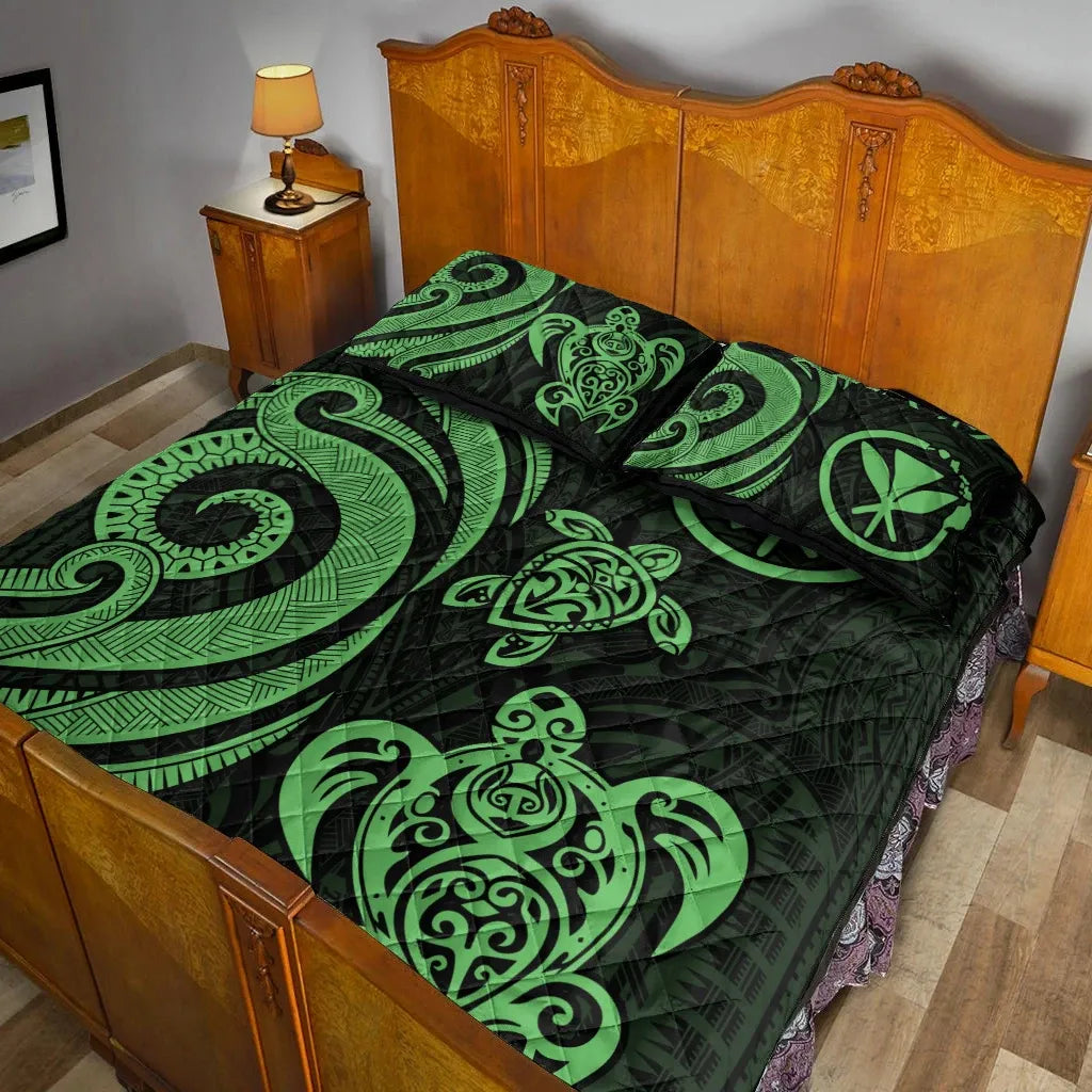 Hawaii Quilt Bed Set - Green Tentacle Turtle