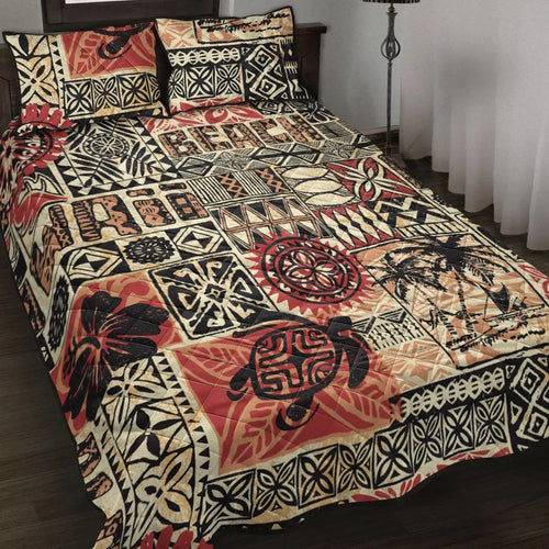 Hawaii Quilt Bed Set - Hawaiian Style Tribal Fabric Patchwork