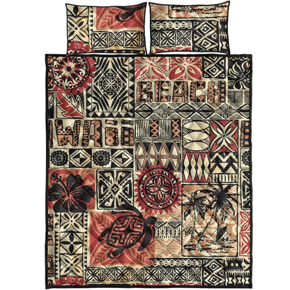 Hawaii Quilt Bed Set - Hawaiian Style Tribal Fabric Patchwork