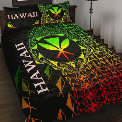 Hawaii Quilt Bed Set - Kanaka Maoli Rocket Style (Reggae)