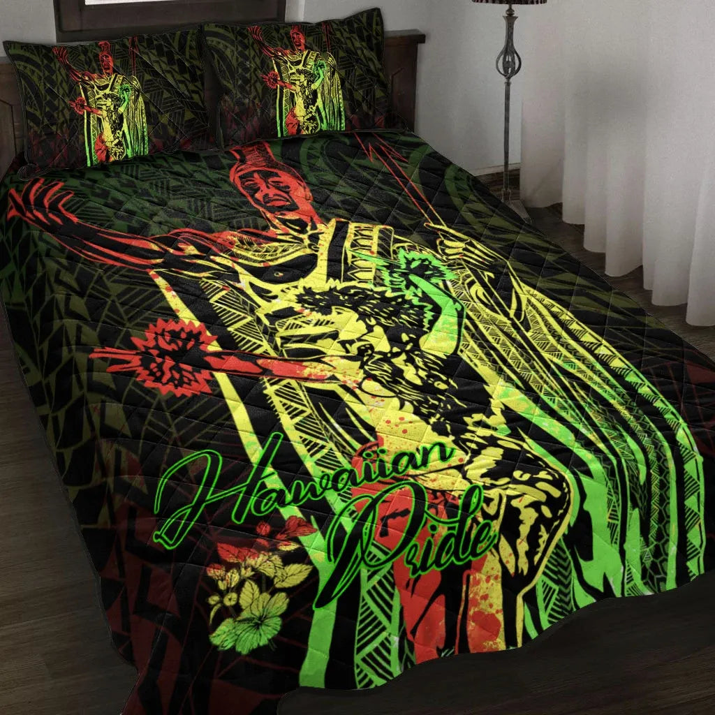 Hawaii Quilt Bed Set - King Of Hawaii With Hawaiian Girls Reggae Version