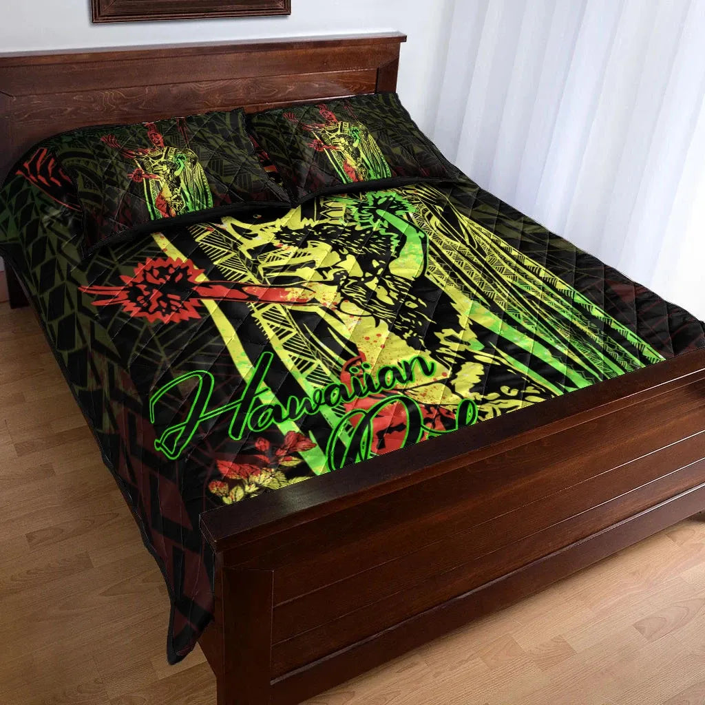Hawaii Quilt Bed Set - King Of Hawaii With Hawaiian Girls Reggae Version