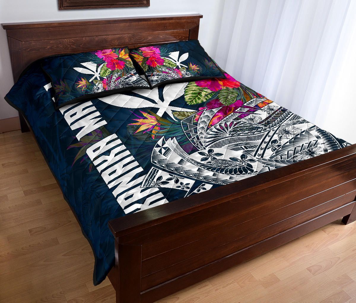 Hawaii Quilt Bed Set - Polynesian Hibiscus with Summer Vibes