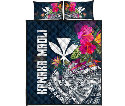 Hawaii Quilt Bed Set - Polynesian Hibiscus with Summer Vibes