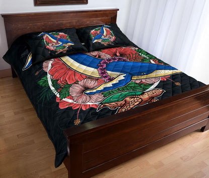 Hawaii Quilt Bed Set - Hawaii Hibiscus Whale Turtle
