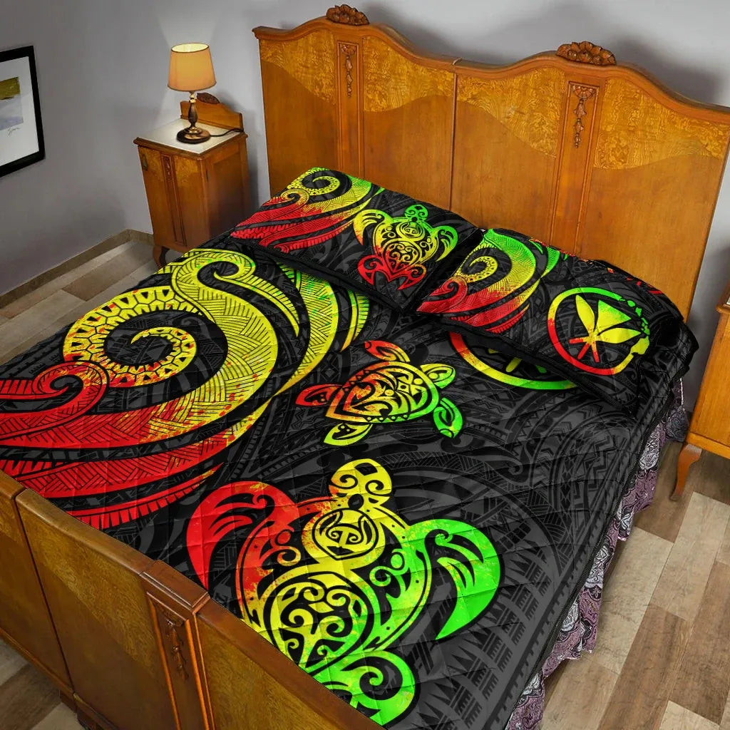 Hawaii Quilt Bed Set - Reggae Tentacle Turtle