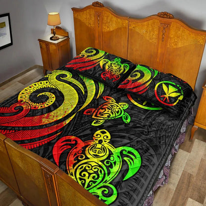 Hawaii Quilt Bed Set - Reggae Tentacle Turtle