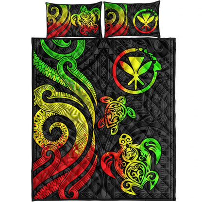 Hawaii Quilt Bed Set - Reggae Tentacle Turtle