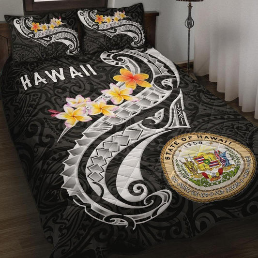 Hawaii Quilt Bed Set - Seal Polynesian Patterns Plumeria