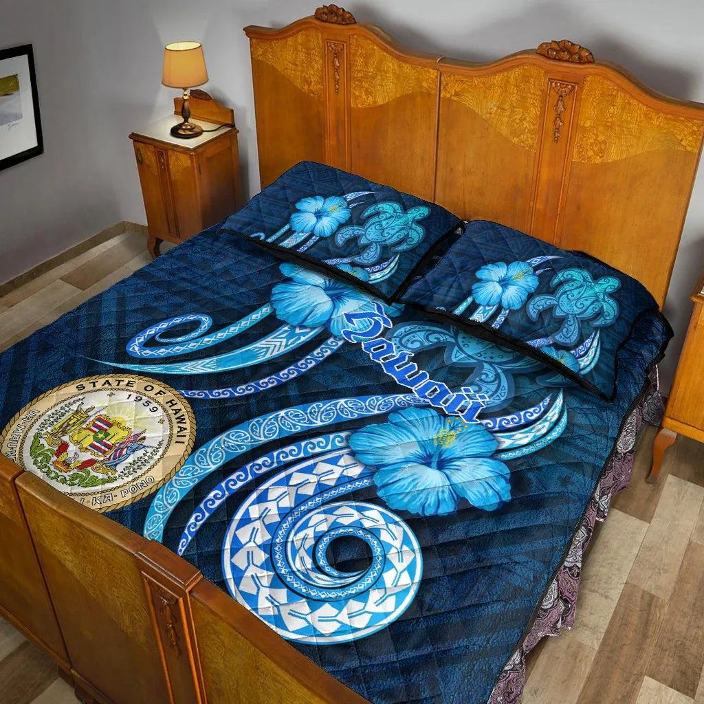 Hawaii Quilt Bed Set -Turtle and Tribal Tattoo Of Polynesian