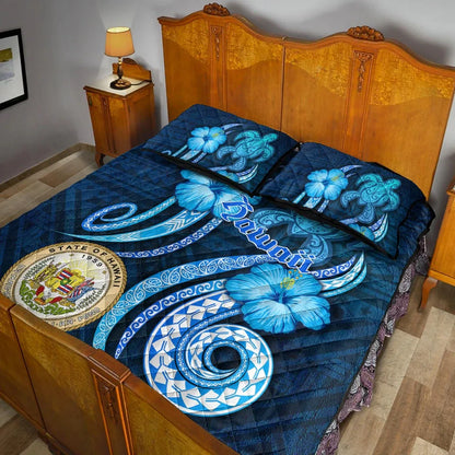 Hawaii Quilt Bed Set -Turtle and Tribal Tattoo Of Polynesian