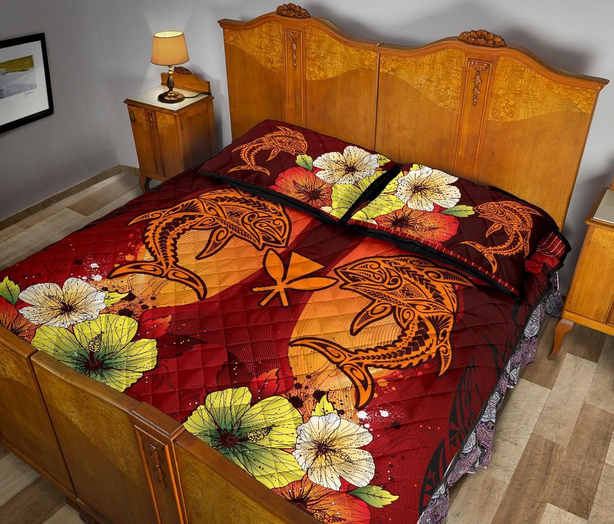Hawaii Quilt Bed Sets - Tribal Tuna Fish