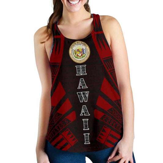 Hawaii Women Racerback Tank - Polynesian Tattoo Red