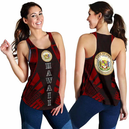 Hawaii Women Racerback Tank - Polynesian Tattoo Red