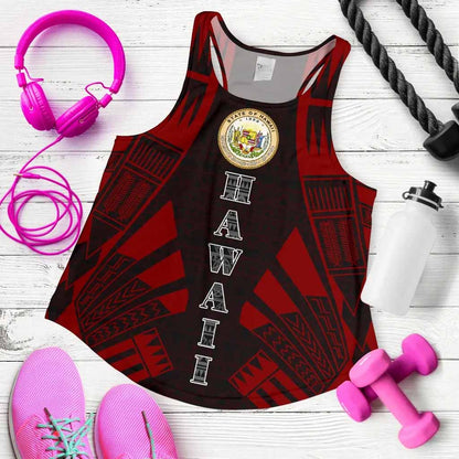 Hawaii Women Racerback Tank - Polynesian Tattoo Red