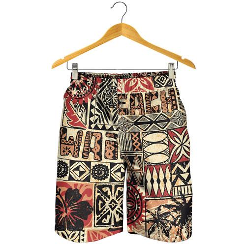 Hawaii Men Shorts - Hawaiian Style Tribal Fabric Patchwork