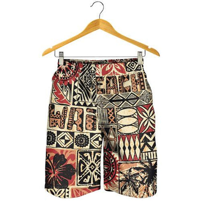 Hawaii Men Shorts - Hawaiian Style Tribal Fabric Patchwork