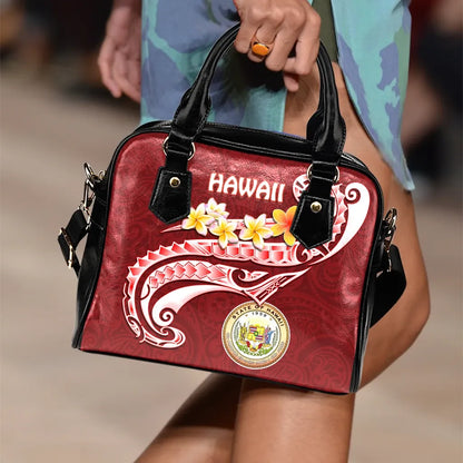 Hawaii Shoulder Handbag - Hawaii Seal Polynesian Patterns Plumeria