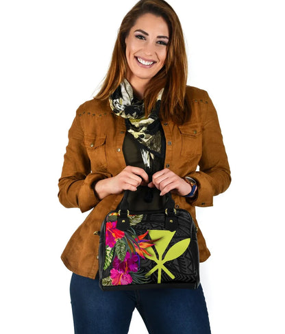 Hawaii Shoulder Handbag - Hibiscus Polynesian Pattern